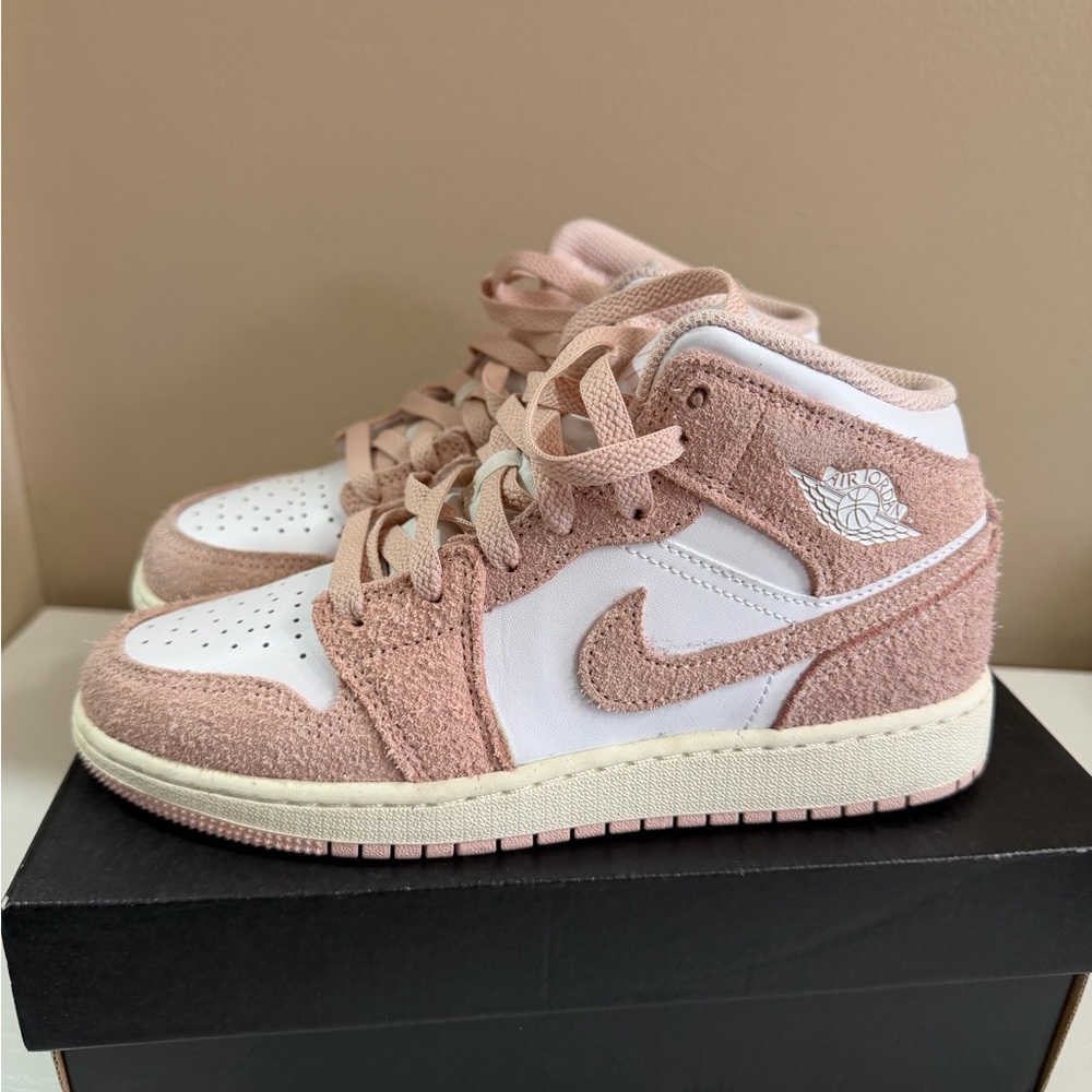Jordan Kids' Mid Sneakers in Pink and White